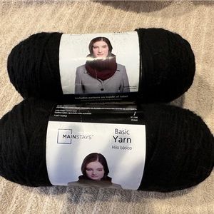 2 Skeins of MAINSTAYS Basic Yarn, 7 oz each skein. 4 Medium. Black